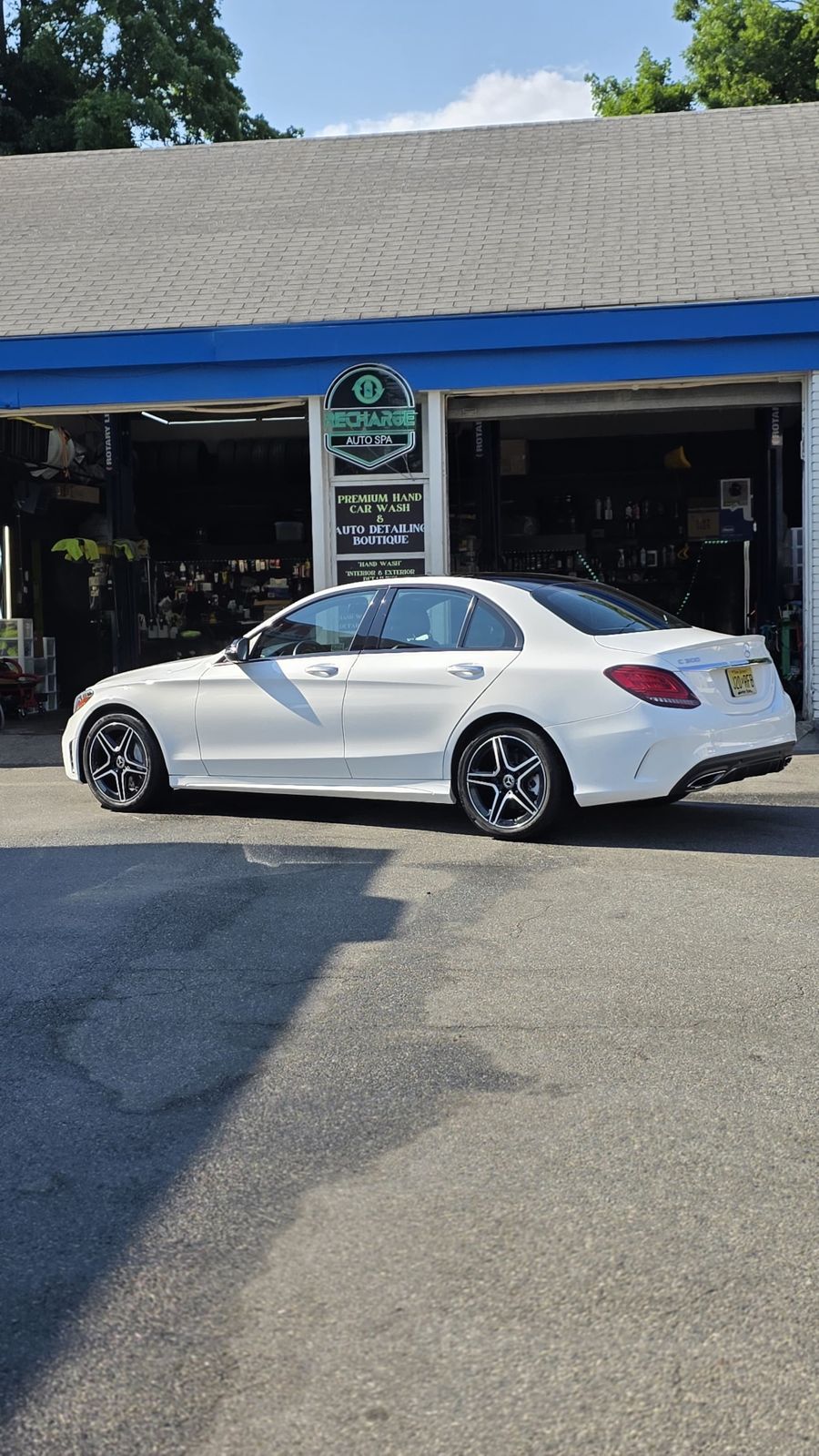 White Mercedes C300 at Recharge Auto Spa